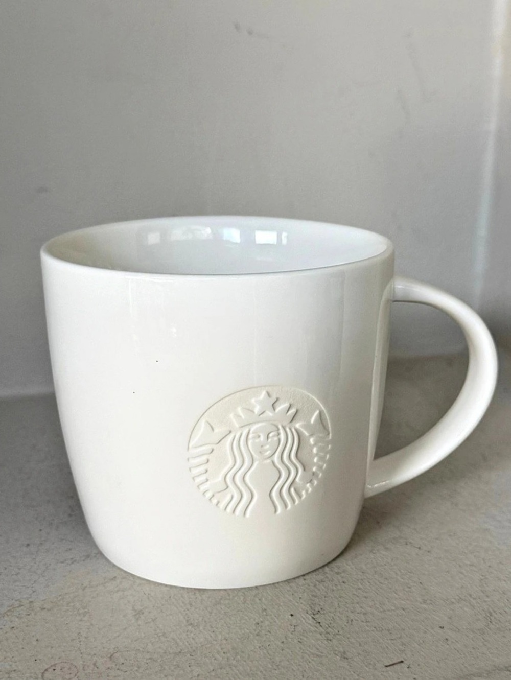 Starbucks Embossed Siren White Ceramic Mug 14 oz
